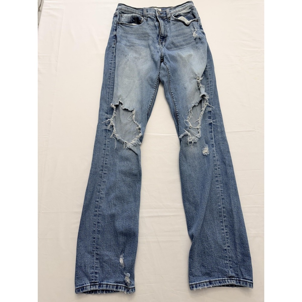 Willow + Root‎ The Rise Up Straight Jeans Womens 27 High Rise Distressed 27x32
